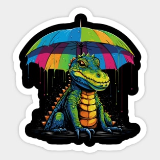 Alligator Rainy Day With Umbrella Sticker